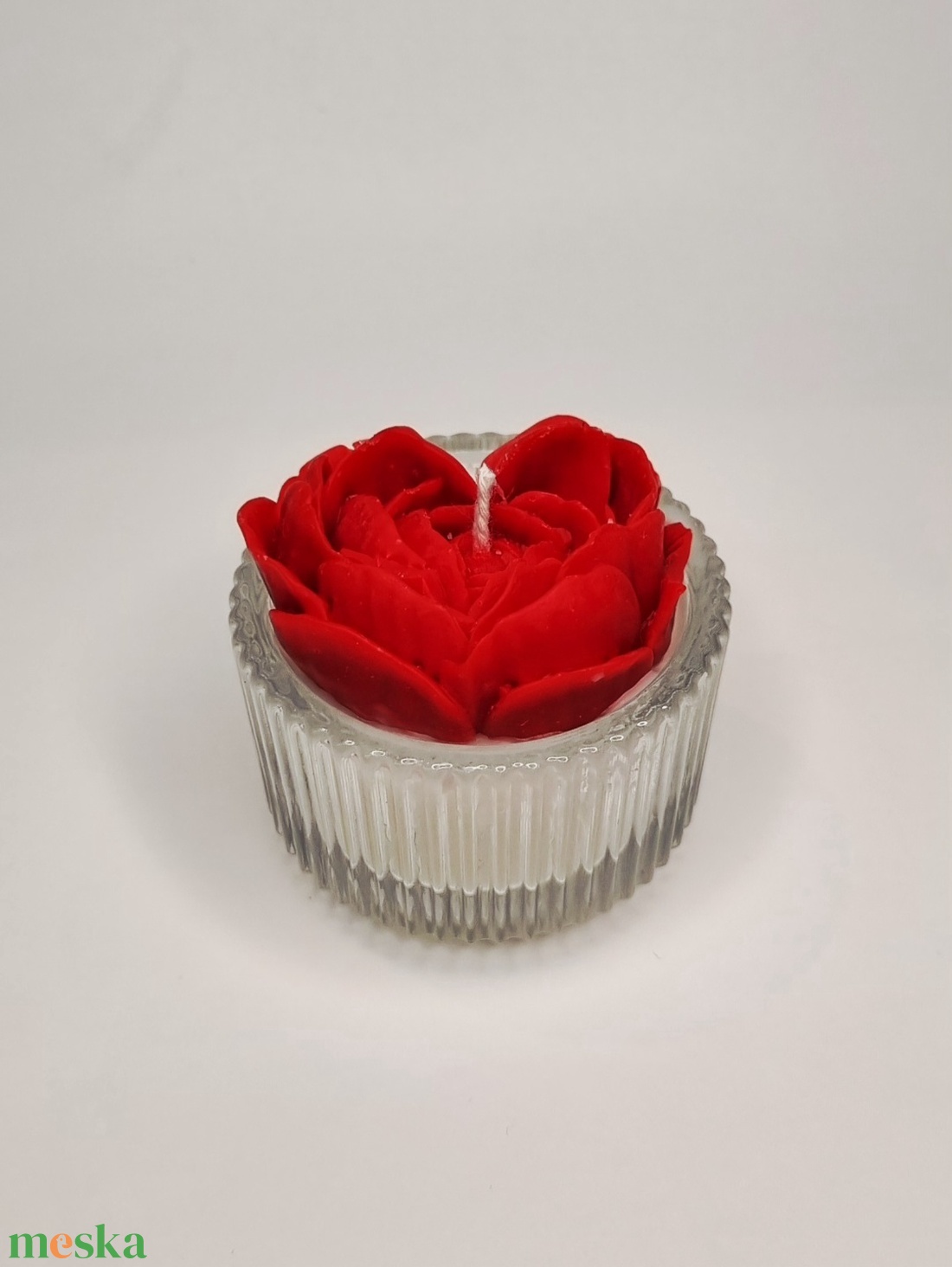 Szív alakú rózsa szójaviasz mécses - esküvő - emlék & ajándék - köszönőajándék - Meska.hu