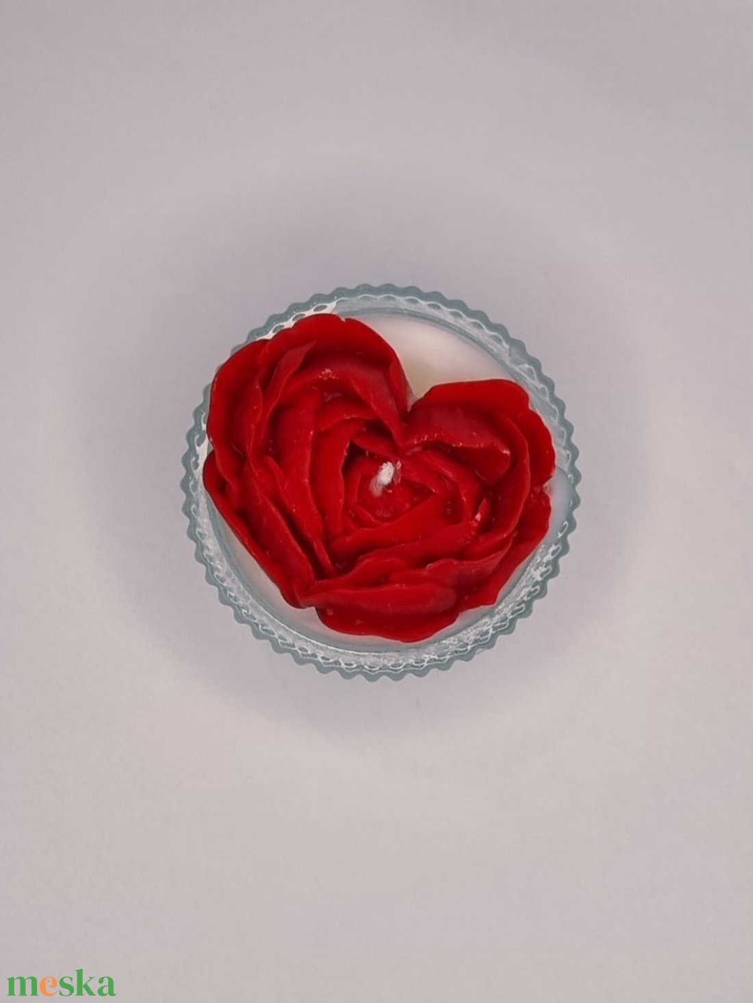 Szív alakú rózsa szójaviasz mécses - esküvő - emlék & ajándék - köszönőajándék - Meska.hu