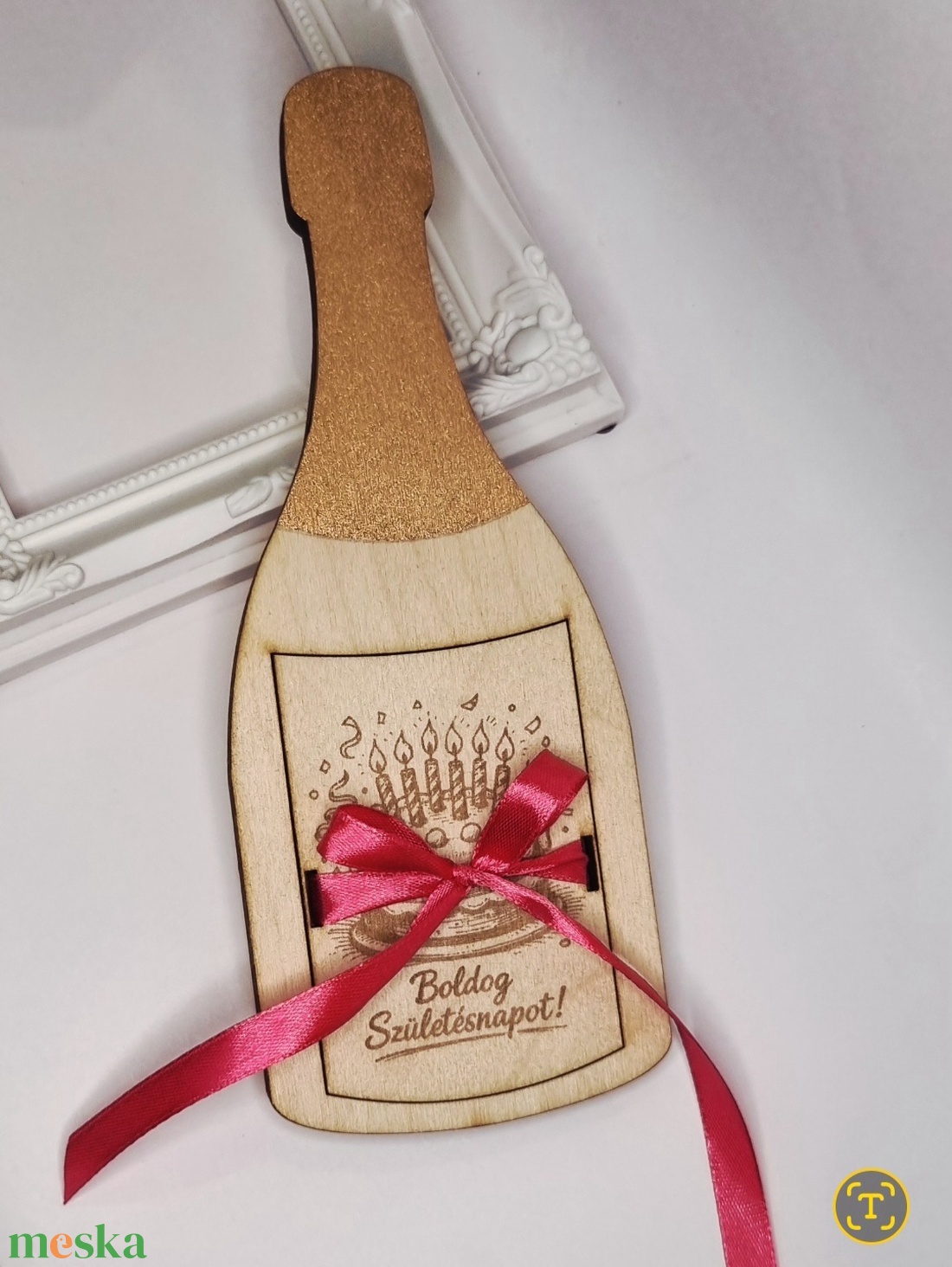 Pezsgős üveg formájú pénzátadó - otthon & életmód - papír, írószer - ajándékozás kellékei - pénzátadó doboz - Meska.hu