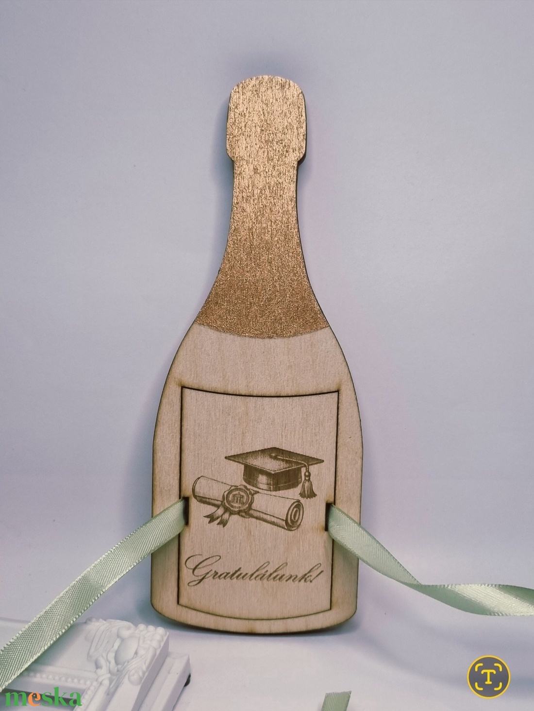 Pezsgős üveg formájú pénzátadó - otthon & életmód - papír, írószer - ajándékozás kellékei - pénzátadó doboz - Meska.hu