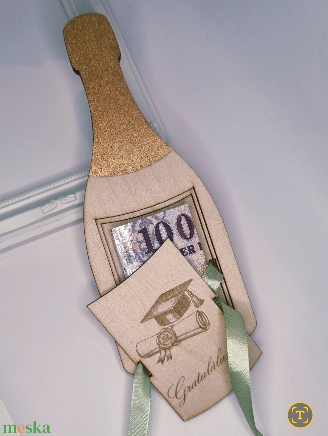 Pezsgős üveg formájú pénzátadó - otthon & életmód - papír, írószer - ajándékozás kellékei - pénzátadó doboz - Meska.hu