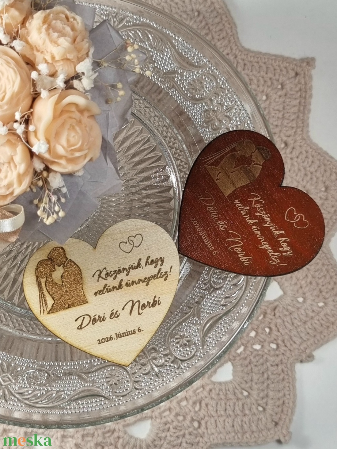 Egyedi esküvői fa hűtőmágnes � köszönetajándék - esküvő - emlék & ajándék - köszönőajándék - Meska.hu