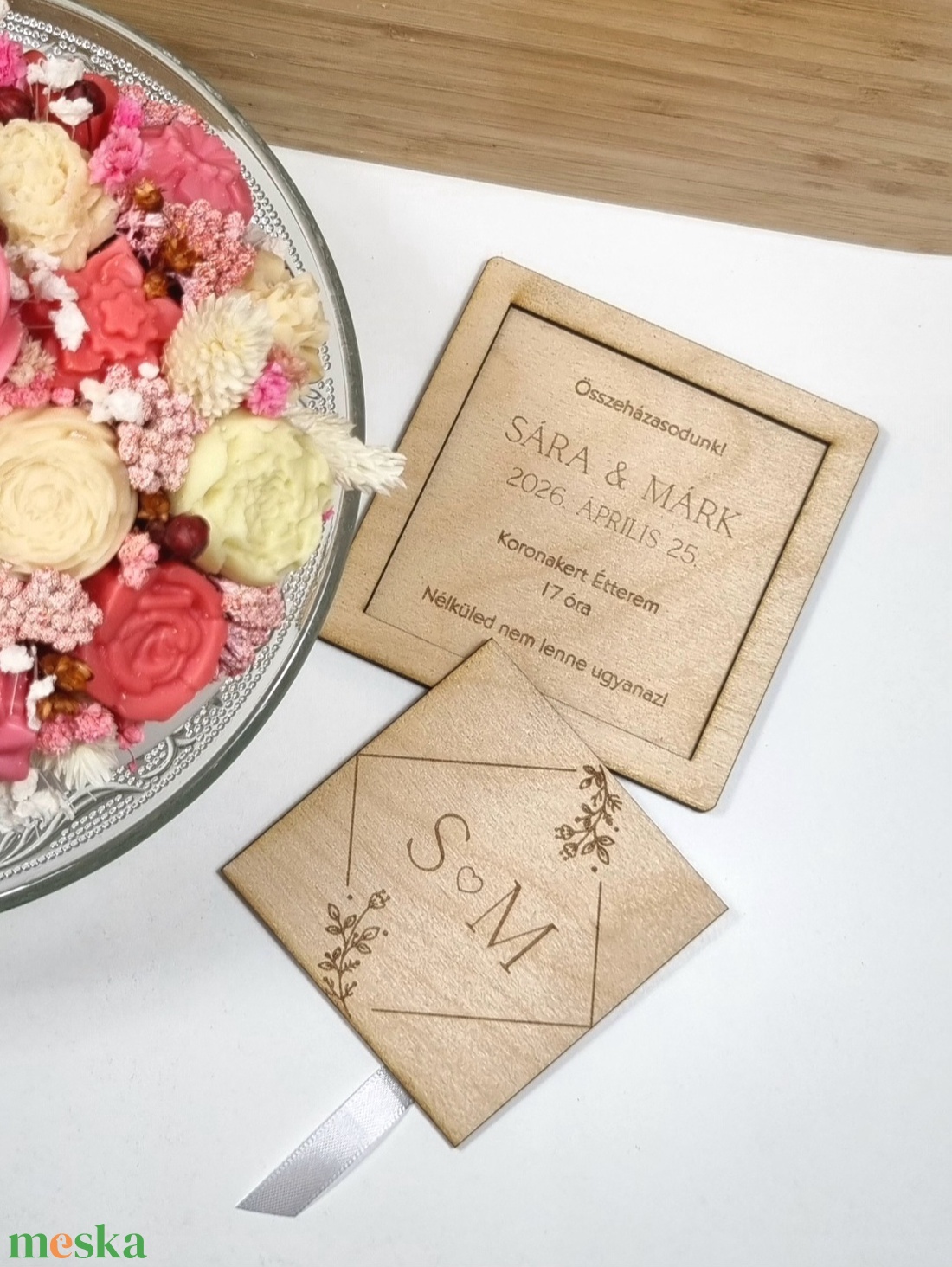 Fa esküvői meghívó � lézervágott és gravírozott, kétlapos kivitelben - esküvő - meghívó & kártya - meghívó - Meska.hu