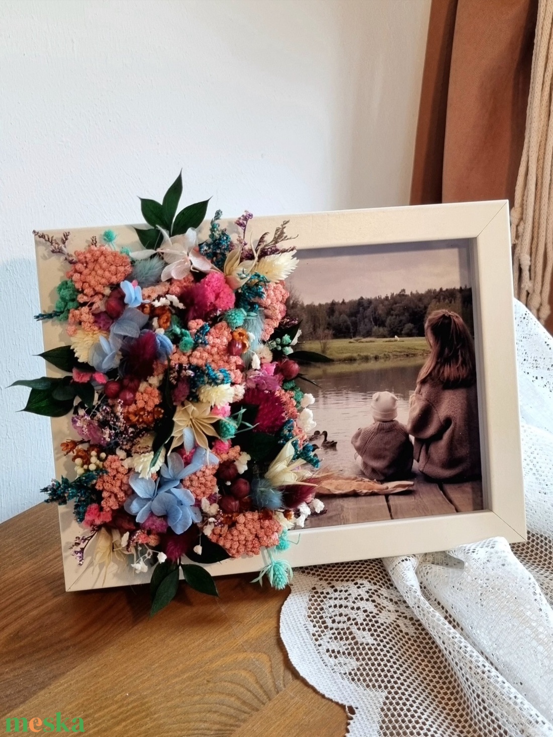 Szülőköszöntő ajándék � Szárított virágos képkeret közös fotóval - esküvő - emlék & ajándék - szülőköszöntő ajándék - Meska.hu