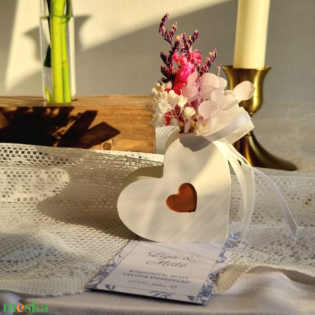 Kerámiaszív köszönetajándék - esküvő - emlék & ajándék - köszönőajándék - Meska.hu