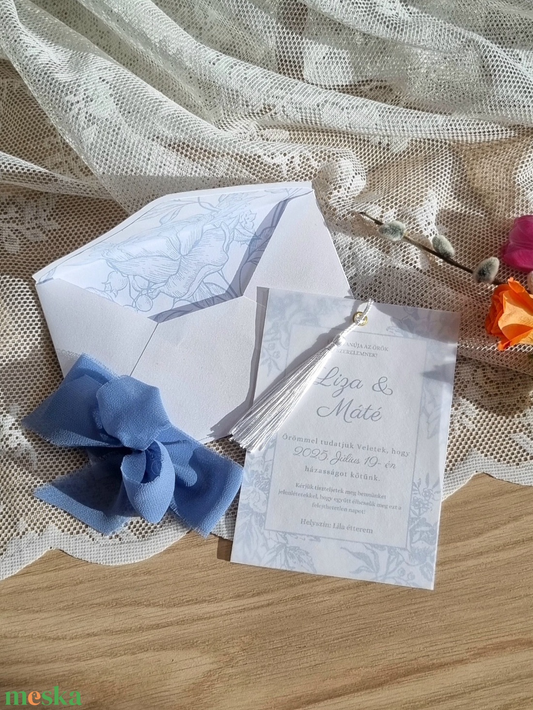 Angol rózsás esküvői meghívó - esküvő - meghívó & kártya - meghívó - Meska.hu