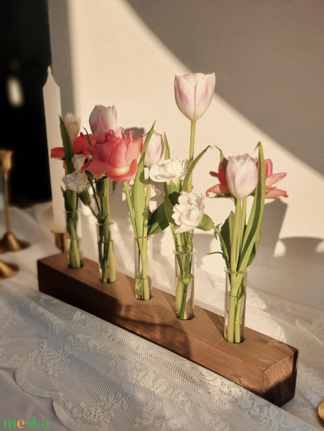 Kémcsöves virágtartó - esküvő - dekoráció - asztaldísz - Meska.hu