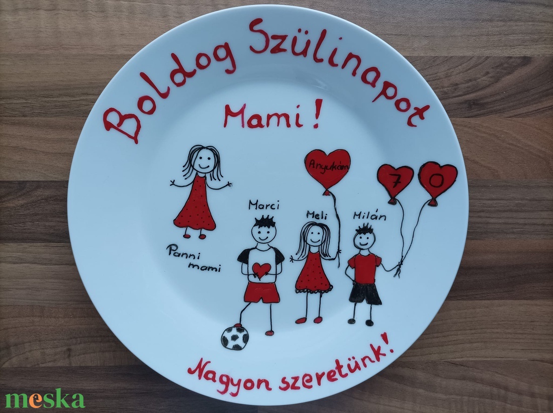Egyedi süteményes tányér szülinapra kínálótál barátnőknek - otthon & életmód - konyhafelszerelés, tálalás - tálalás - tányér & étkészlet - Meska.hu