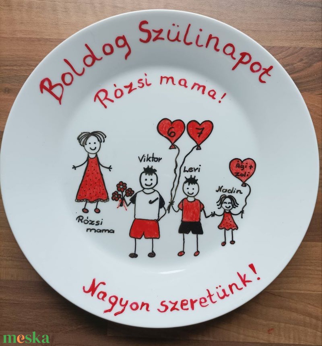 Egyedi süteményes tányér szülinapra kínálótál barátnőknek - otthon & életmód - konyhafelszerelés, tálalás - tálalás - tányér & étkészlet - Meska.hu