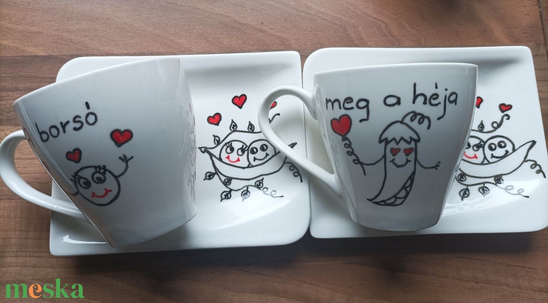 Borsó meg a héja presszós szett Valentin napra - otthon & életmód - konyhafelszerelés, tálalás - tálalás - teás- és kávés pohár, készlet - Meska.hu