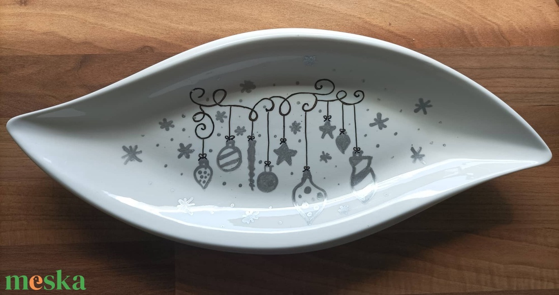 Karácsonyi levél alakú kínáló tál  - otthon & életmód - konyhafelszerelés, tálalás - tálalás - kínálótál - Meska.hu