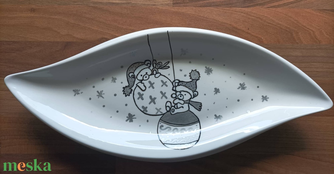 Karácsonyi levél alakú kínáló tál  - otthon & életmód - konyhafelszerelés, tálalás - tálalás - kínálótál - Meska.hu