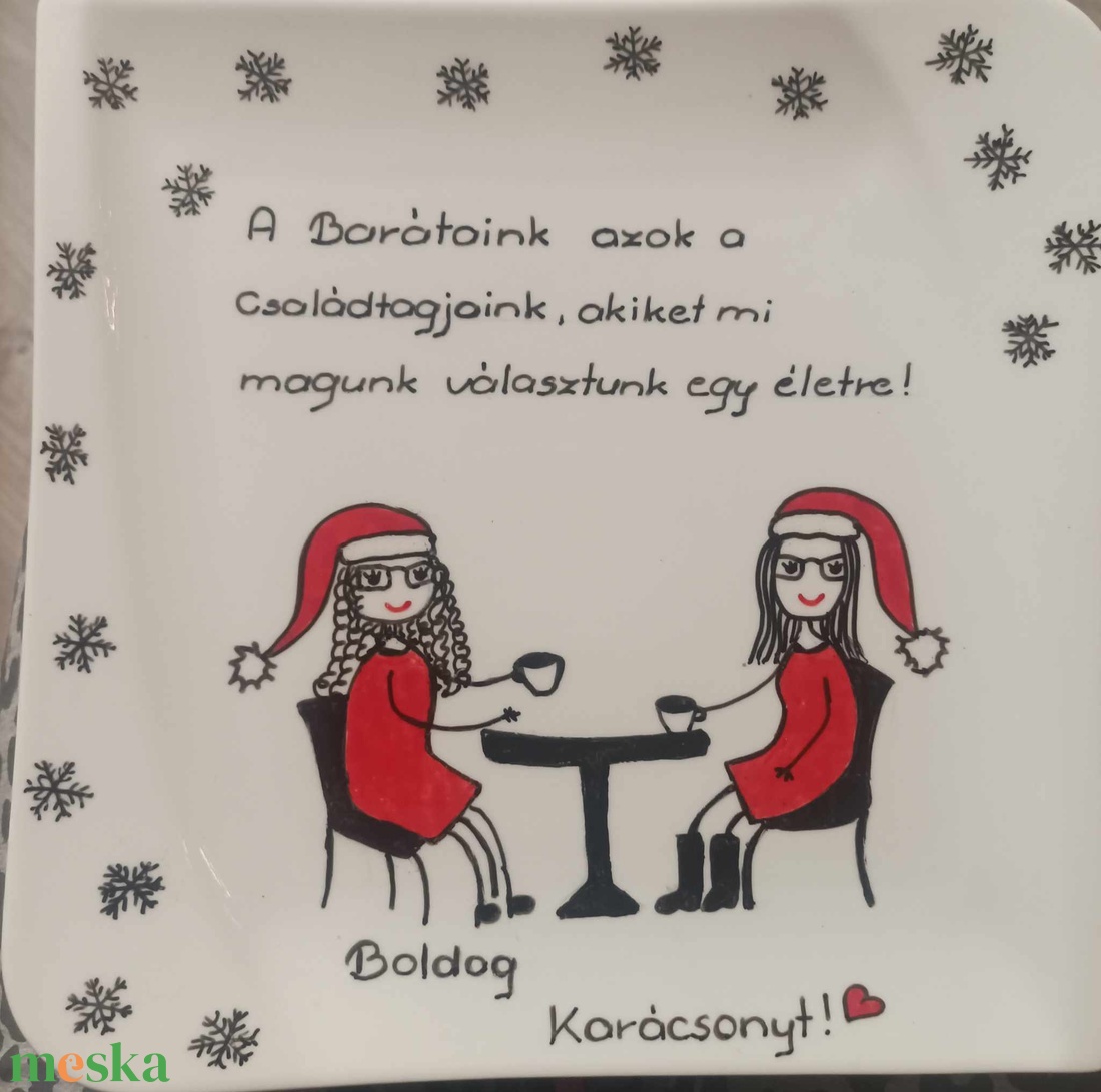 barátnős süteményes tányér kínálótál - otthon & életmód - konyhafelszerelés, tálalás - tálalás - kínálótál - Meska.hu