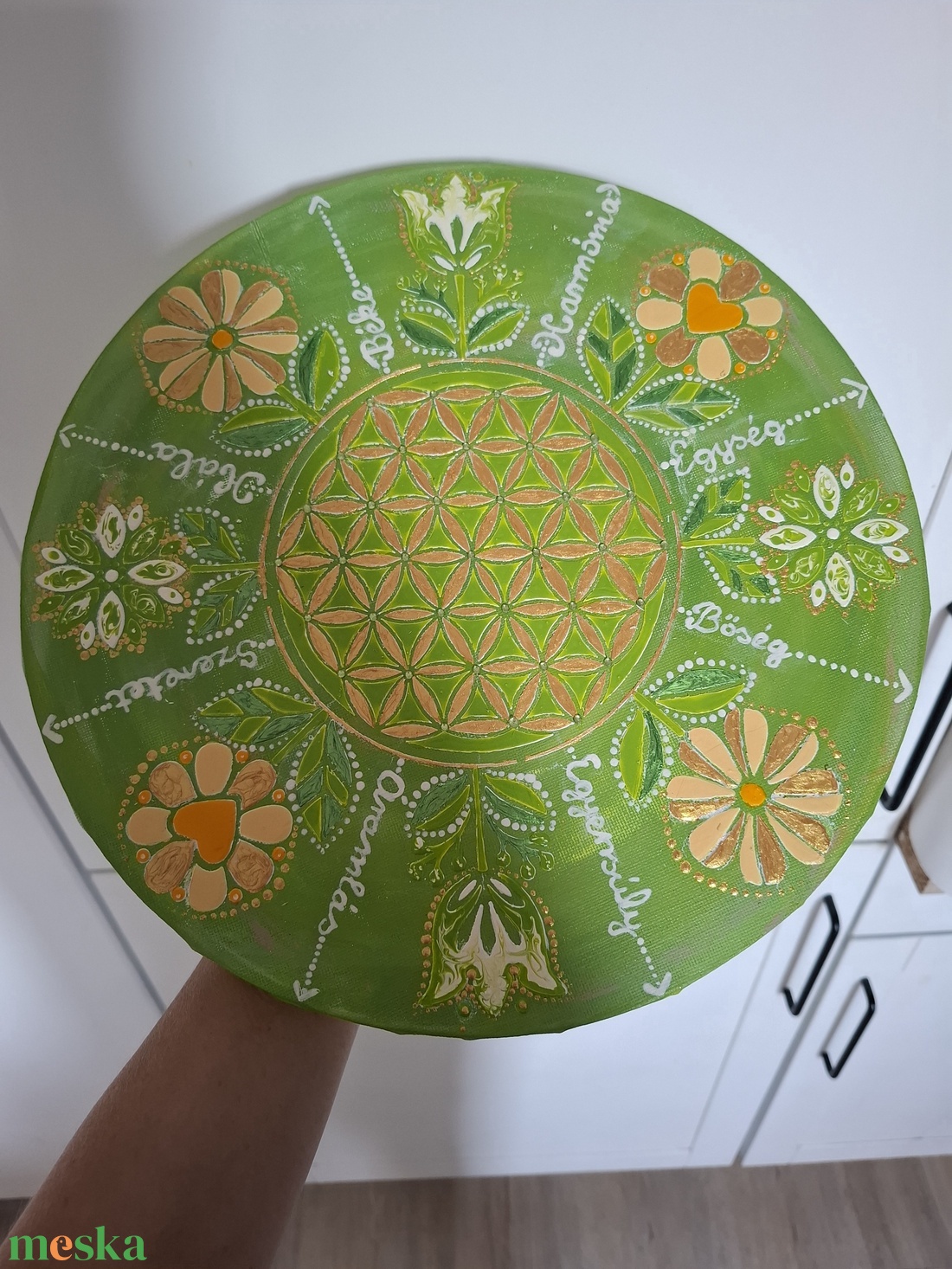 Élet Virága mandala -30cm- - művészet - festmény - akril - Meska.hu