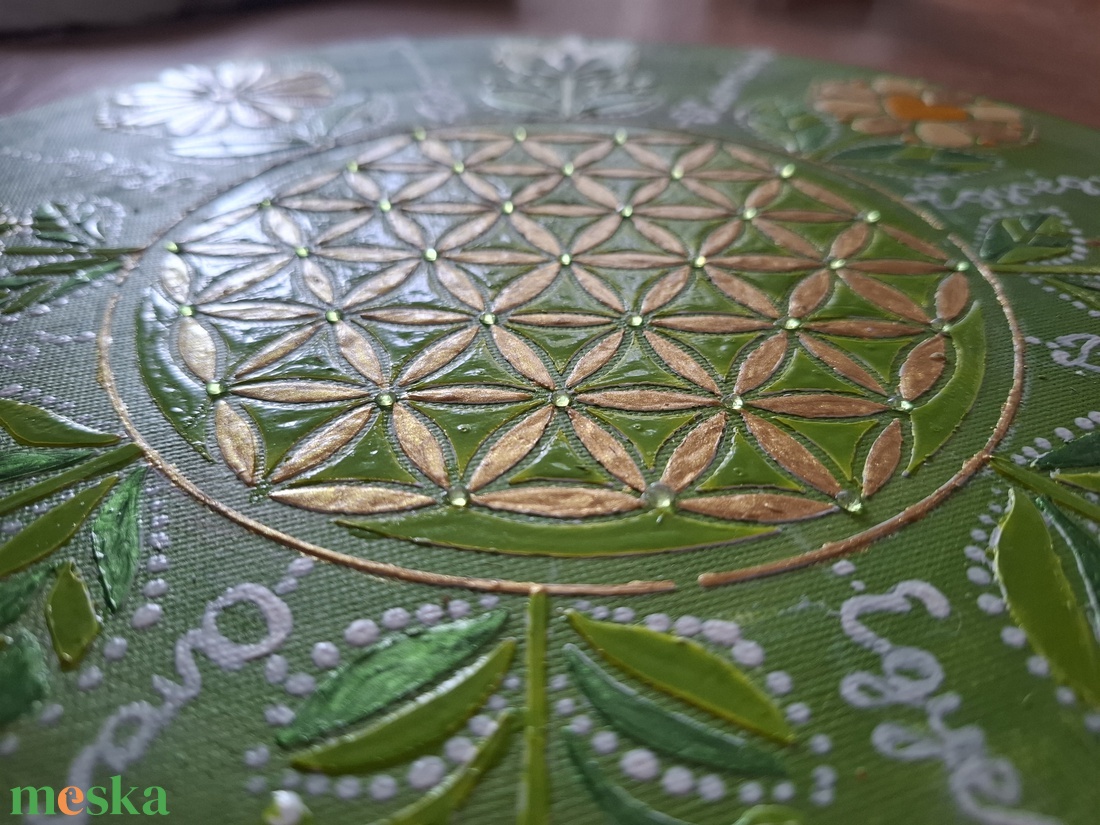 Élet Virága mandala -30cm- - művészet - festmény - akril - Meska.hu