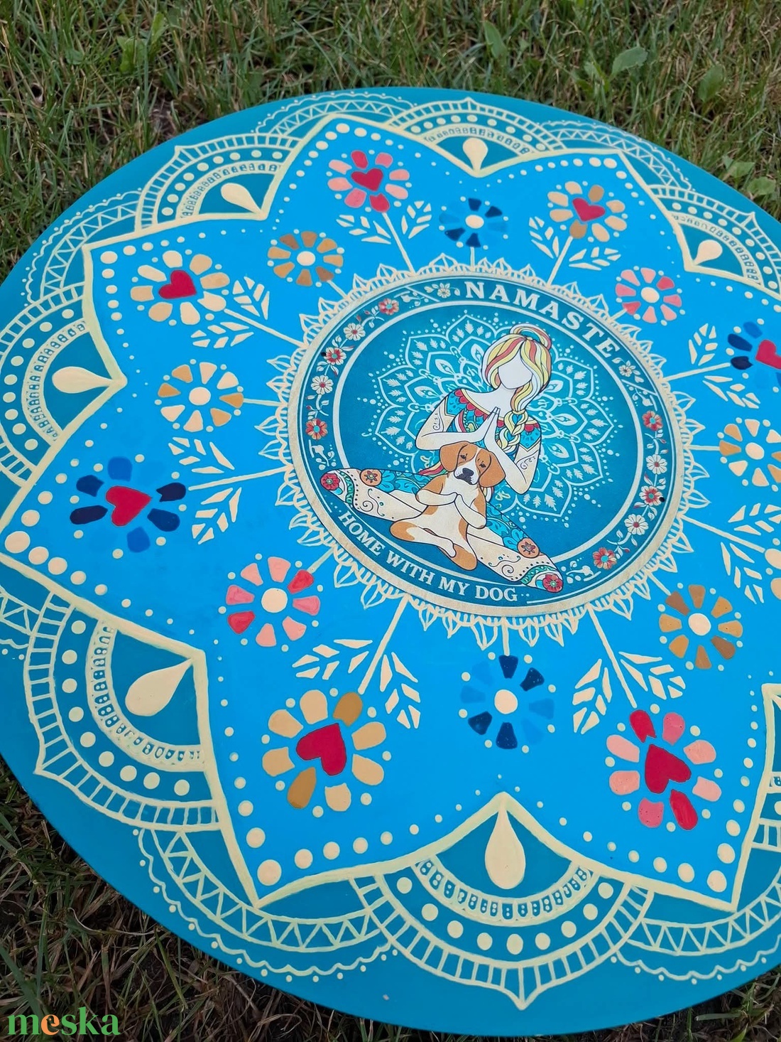 Meditáló kutyusos mandala - művészet - festmény - akril - Meska.hu