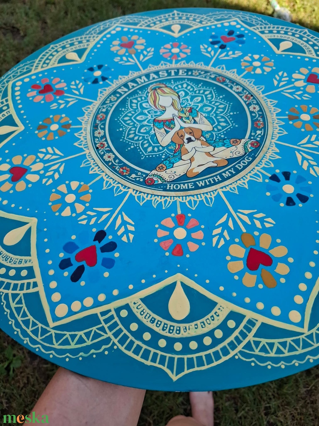 Meditáló kutyusos mandala - művészet - festmény - akril - Meska.hu