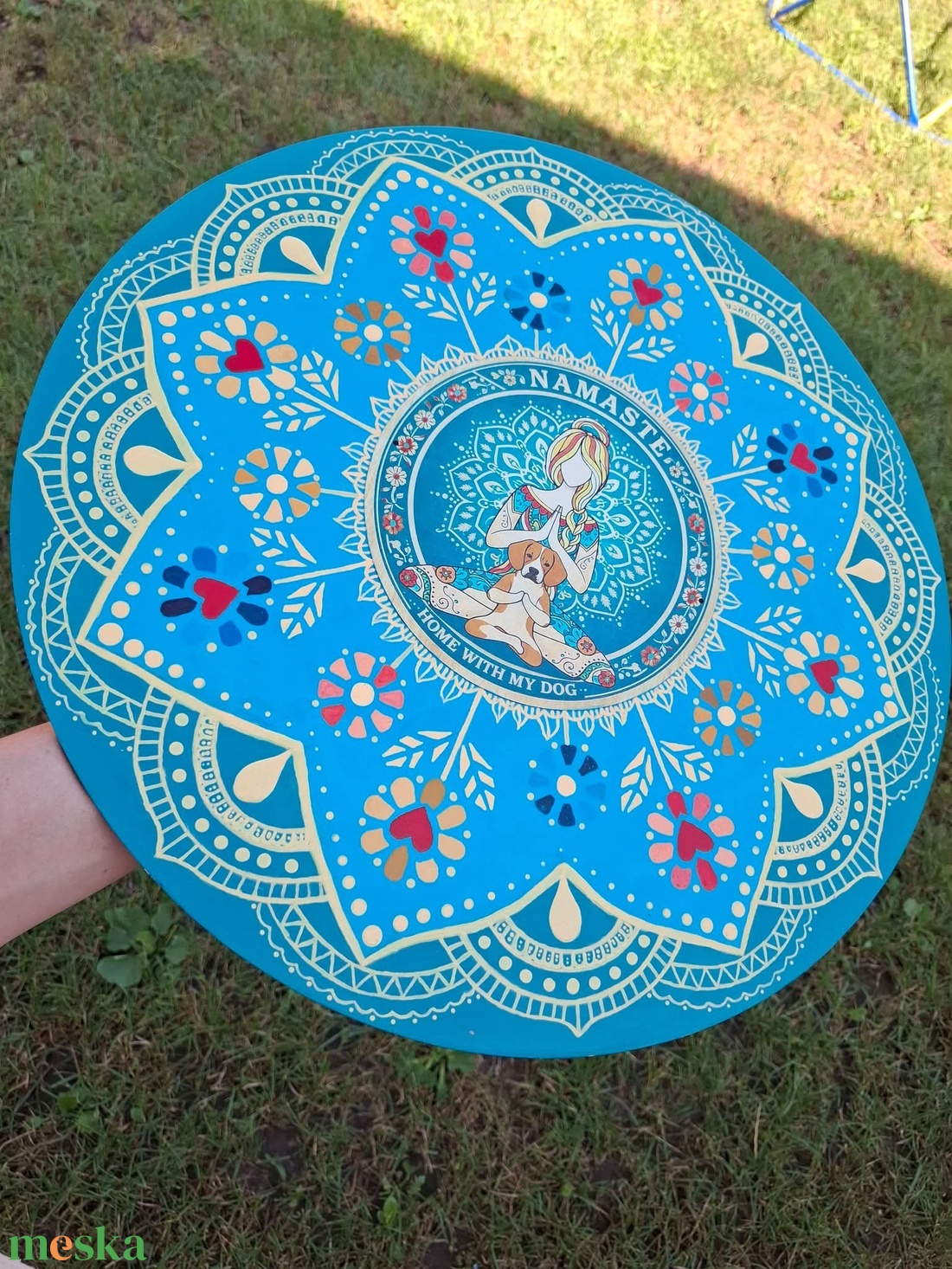 Meditáló kutyusos mandala - művészet - festmény - akril - Meska.hu
