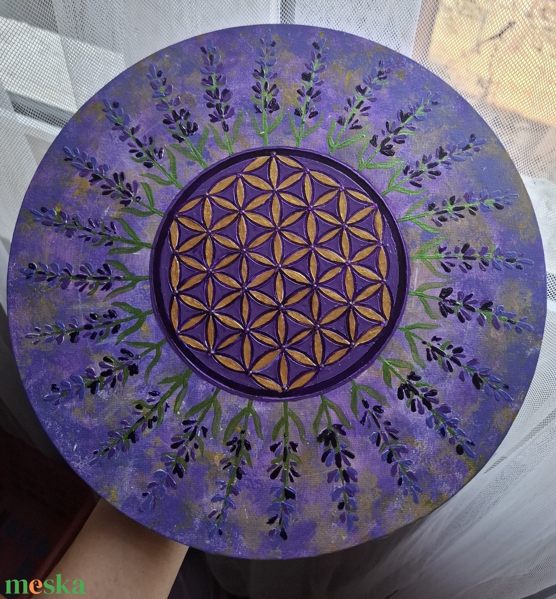 Levendulás élet virága mandala - művészet - festmény - akril - Meska.hu