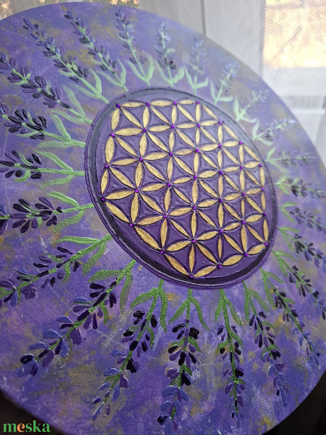 Levendulás élet virága mandala - művészet - festmény - akril - Meska.hu