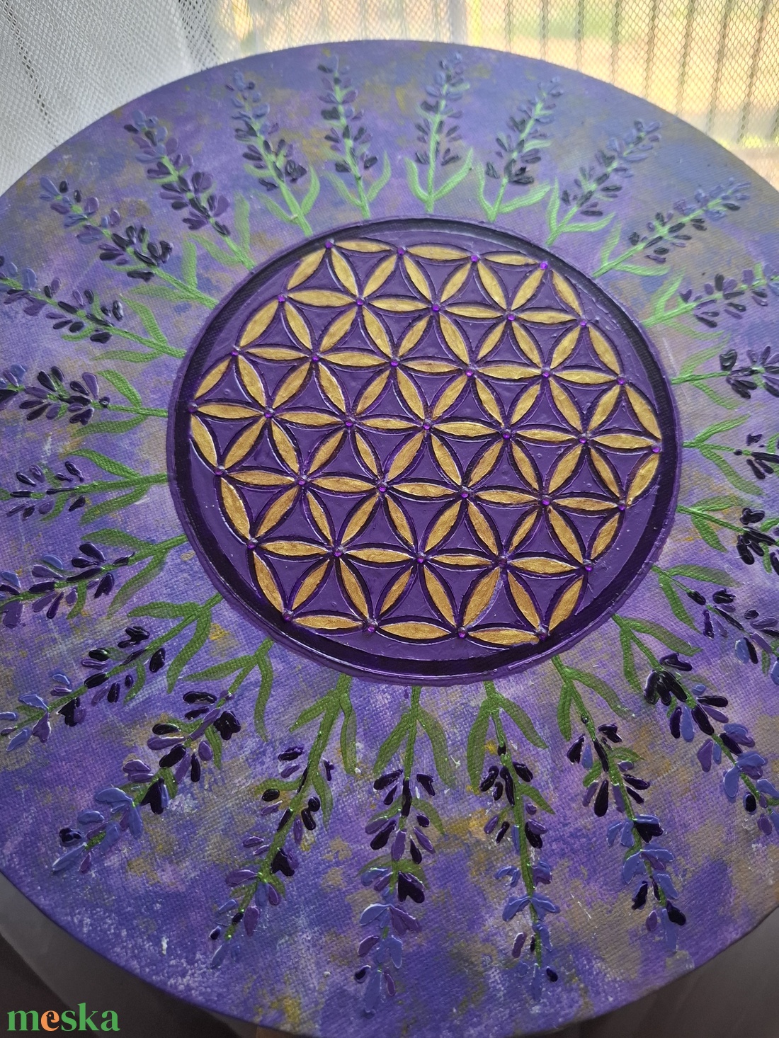 Levendulás élet virága mandala - művészet - festmény - akril - Meska.hu