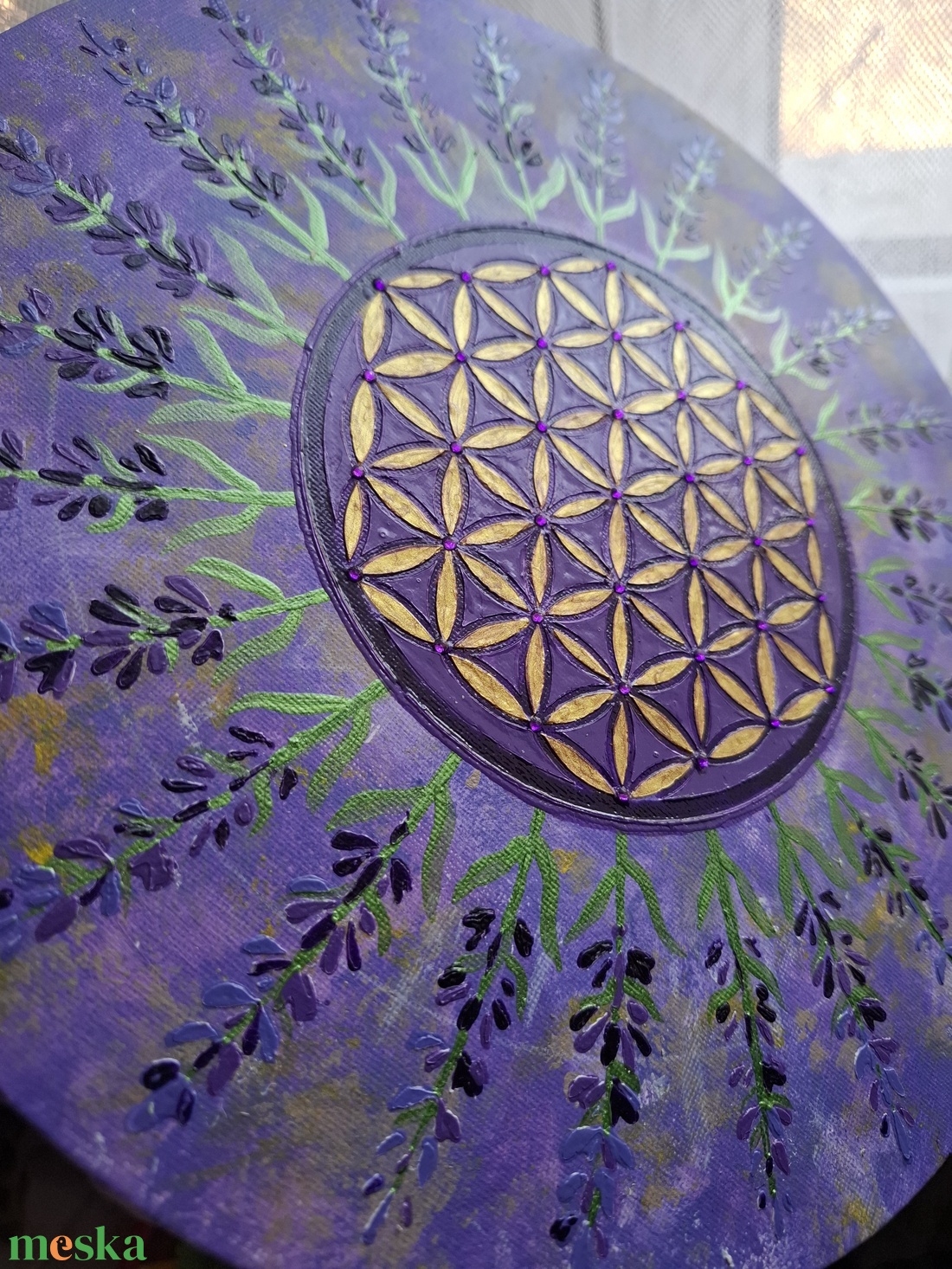 Levendulás élet virága mandala - művészet - festmény - akril - Meska.hu