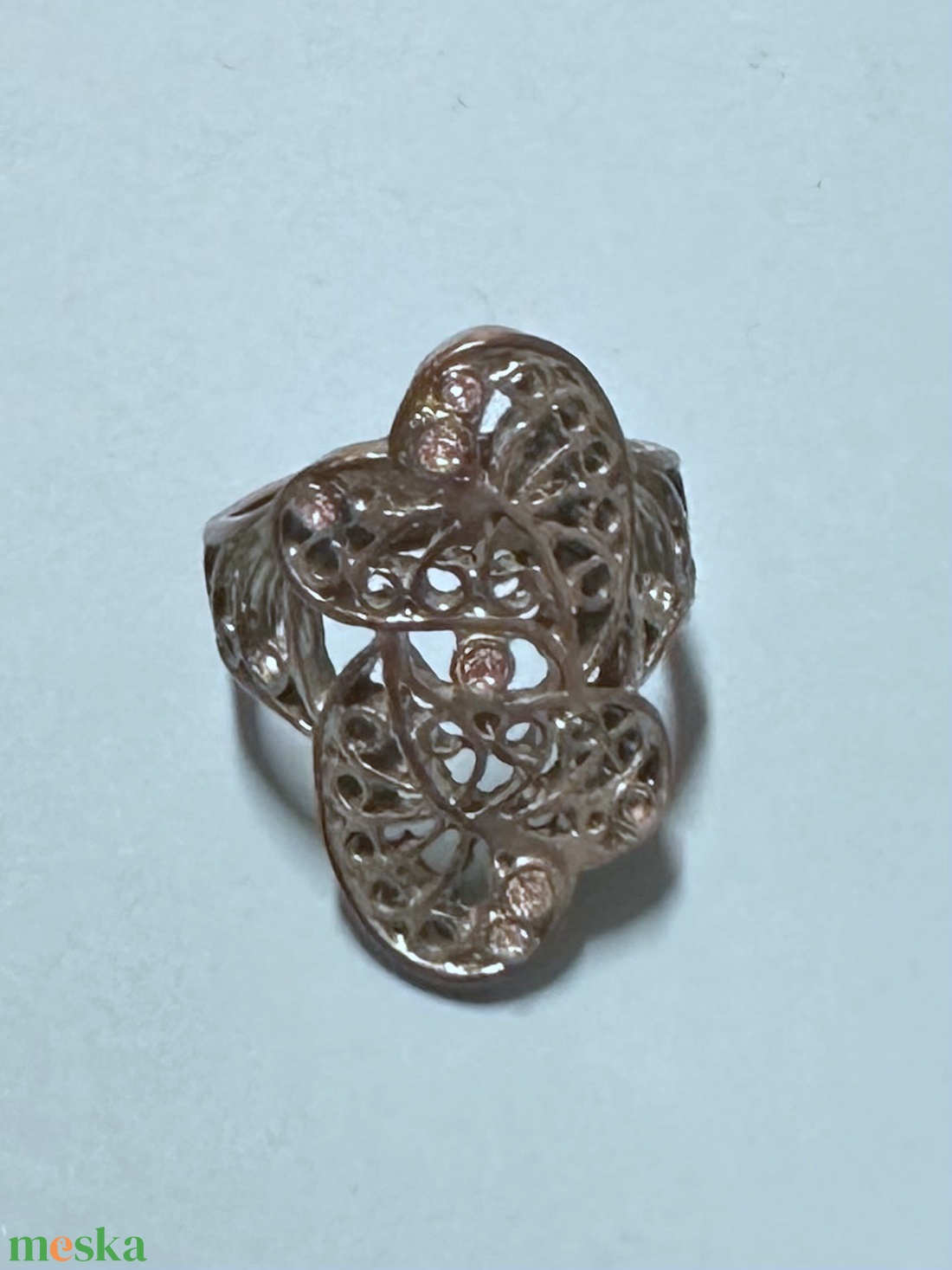 Antik kézműves ezüstözött bronz köves gyűrű 17,5 mm - ékszer - gyűrű - többköves gyűrű - Meska.hu