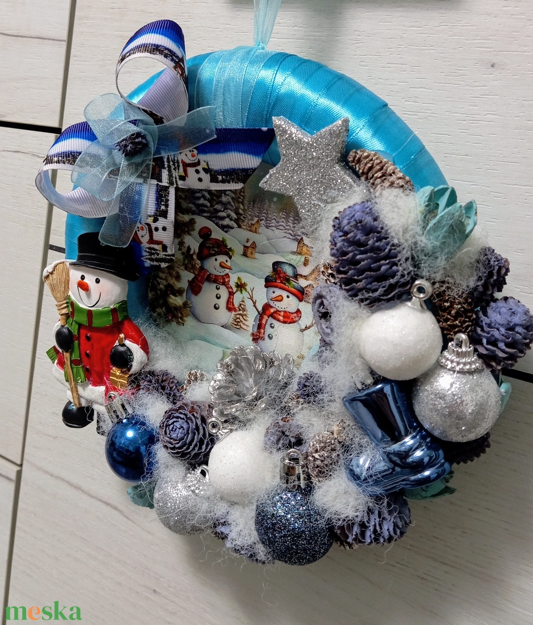 Hóember kavalkád - karácsony - adventi díszek - adventi ajtódísz - Meska.hu