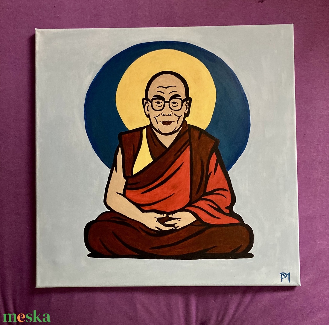 XIV. Dalai láma - festmény  - művészet - festmény - akril - Meska.hu