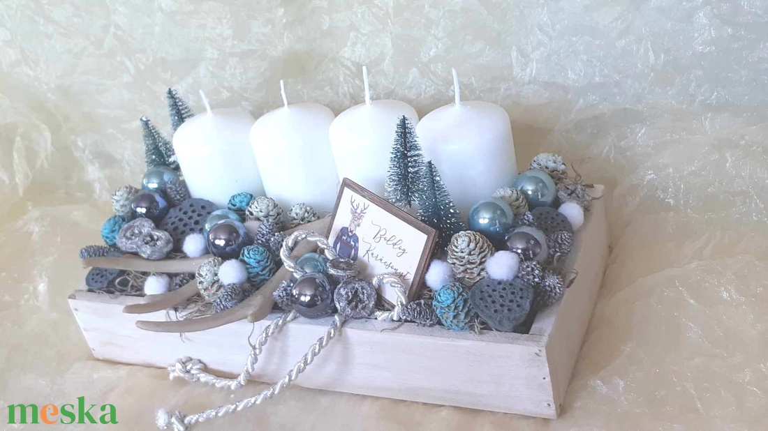 Szarvasagancs adventi asztaldísz - karácsony - adventi díszek - adventi asztaldísz - Meska.hu