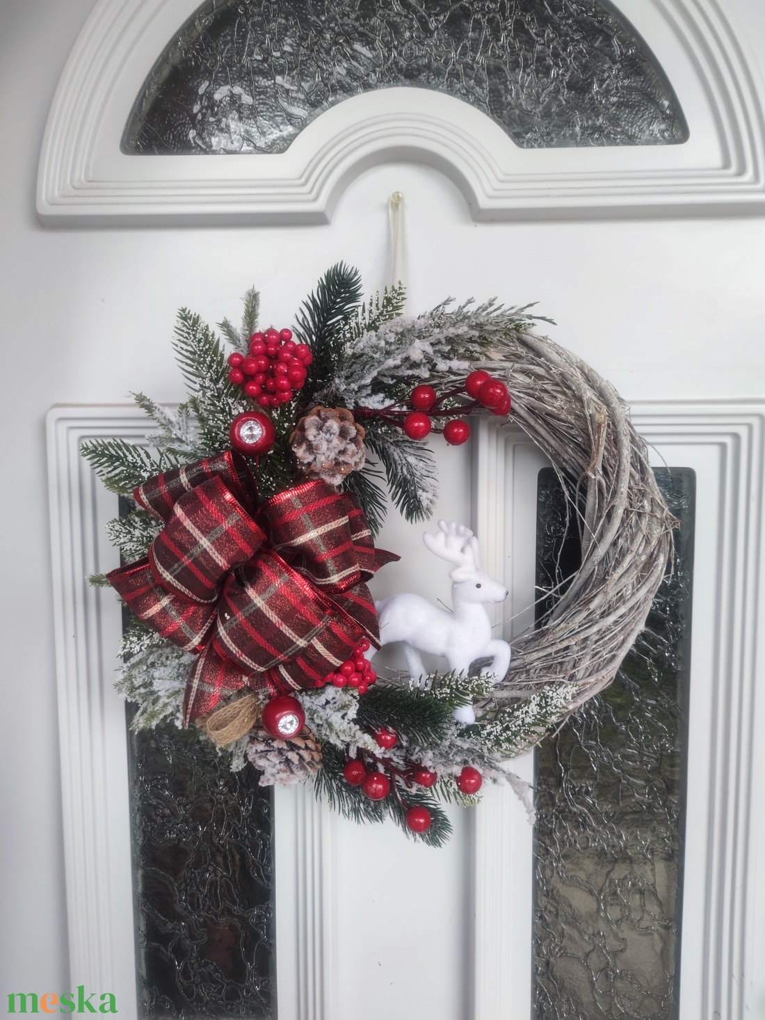 Téli ajtódísz - karácsony - adventi díszek - adventi ajtódísz - Meska.hu