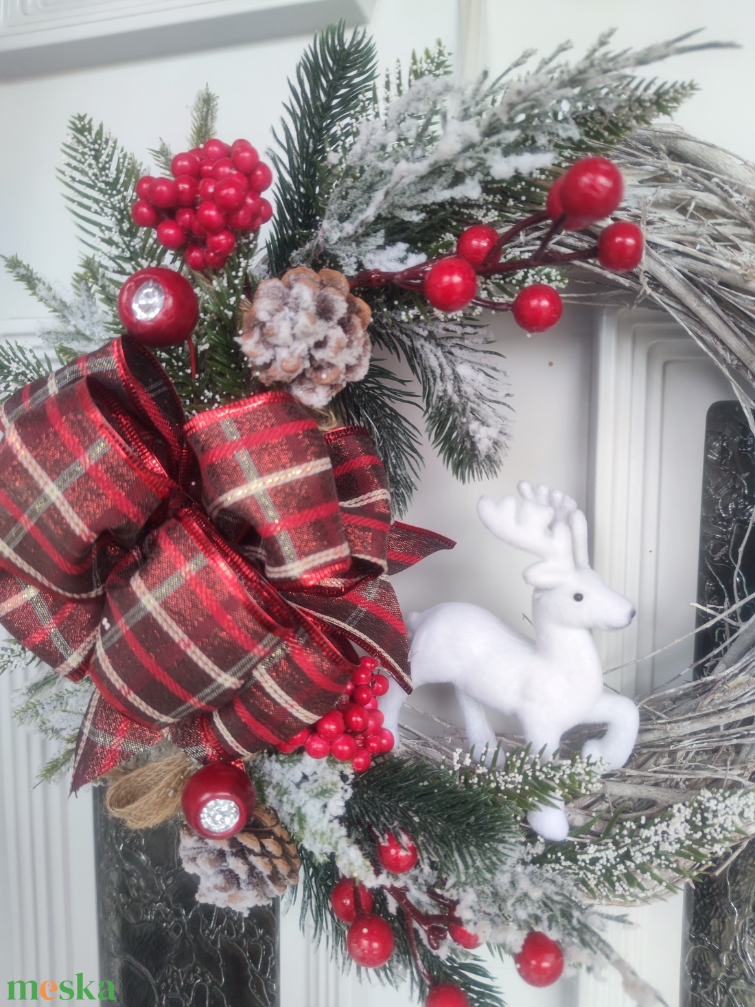 Téli ajtódísz - karácsony - adventi díszek - adventi ajtódísz - Meska.hu