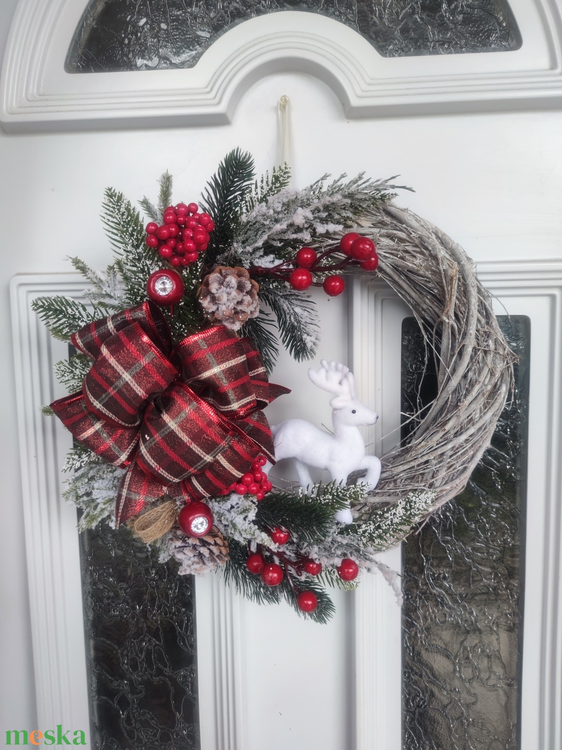 Téli ajtódísz - karácsony - adventi díszek - adventi ajtódísz - Meska.hu