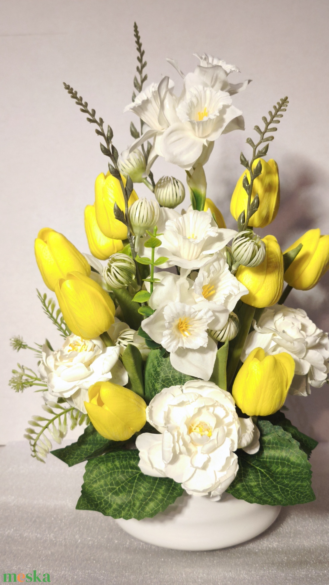 Tulipános tavaszi asztaldísz-sárga,fehér - otthon & életmód - dekoráció - asztal és polc dekoráció - asztaldísz - Meska.hu Tulipános tavaszi asztaldísz-sárga,fehér - otthon & életmód - dekoráció - asztal és polc dekoráció - asztaldísz - Meska.hu