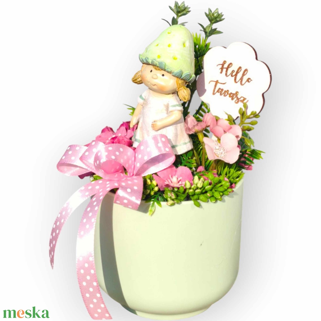 Eperkislány tavaszi asztaldísz - otthon & életmód - dekoráció - asztal és polc dekoráció - asztaldísz - Meska.hu