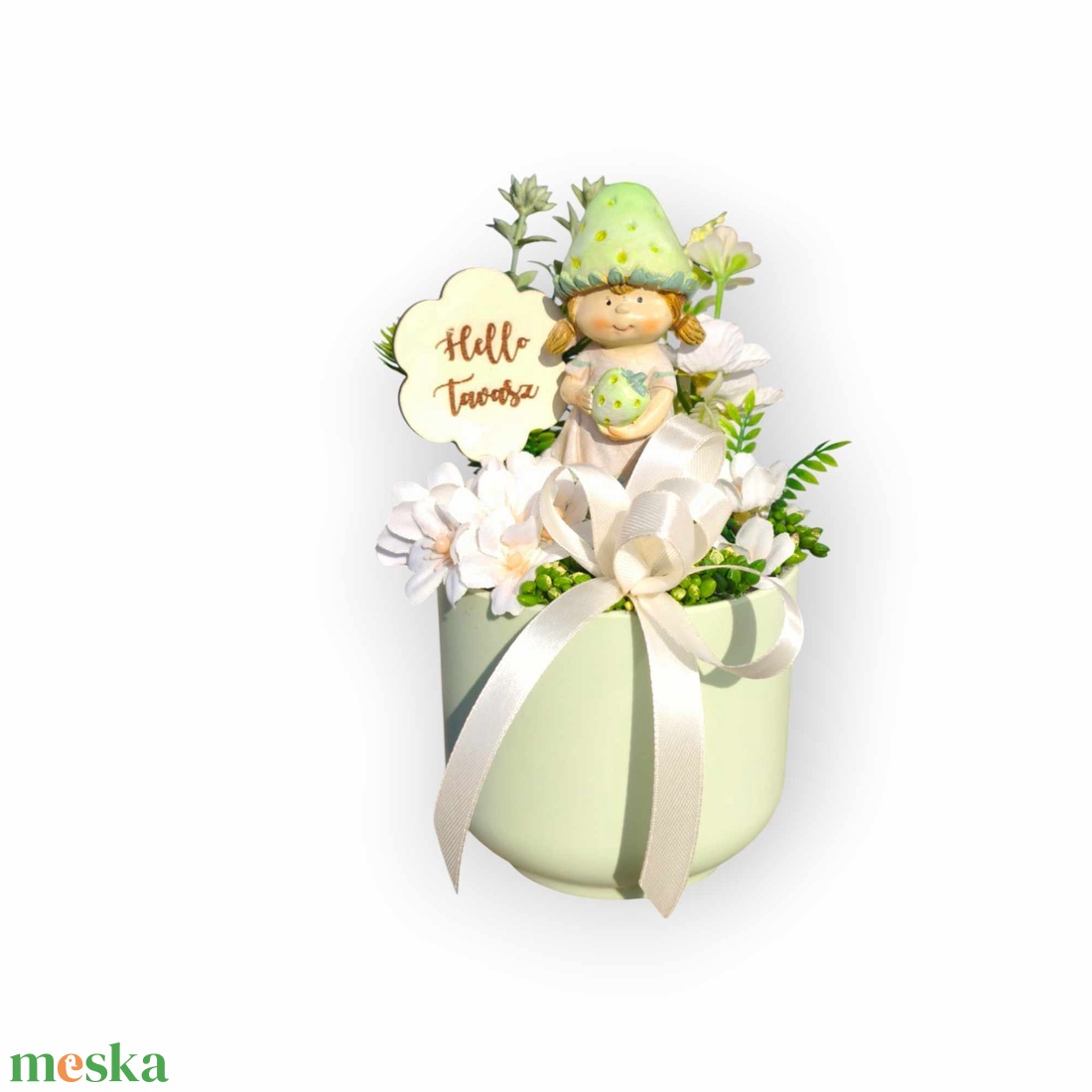 Eperkislány tavaszi asztaldísz - otthon & életmód - dekoráció - asztal és polc dekoráció - asztaldísz - Meska.hu