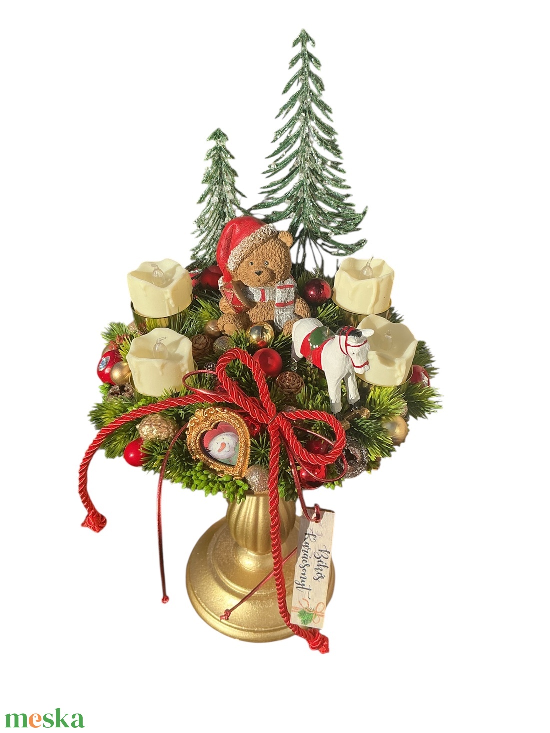 Nosztalgia karácsony-talpas adventi asztaldísz - karácsony - adventi díszek - adventi asztaldísz - Meska.hu