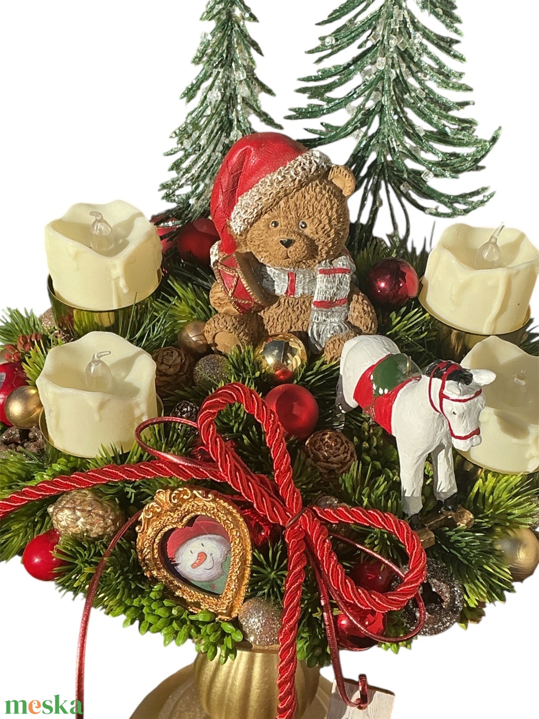 Nosztalgia karácsony-talpas adventi asztaldísz - karácsony - adventi díszek - adventi asztaldísz - Meska.hu