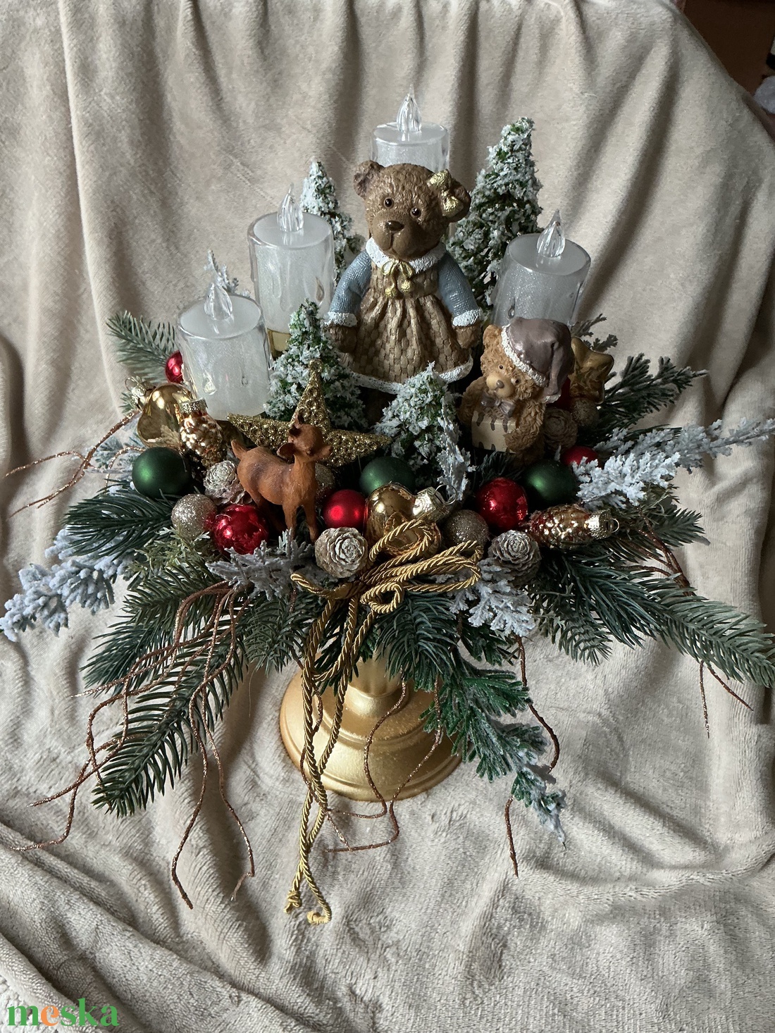 Nosztalgia karácsony - talpas asztaldísz - karácsony - adventi díszek - adventi asztaldísz - Meska.hu