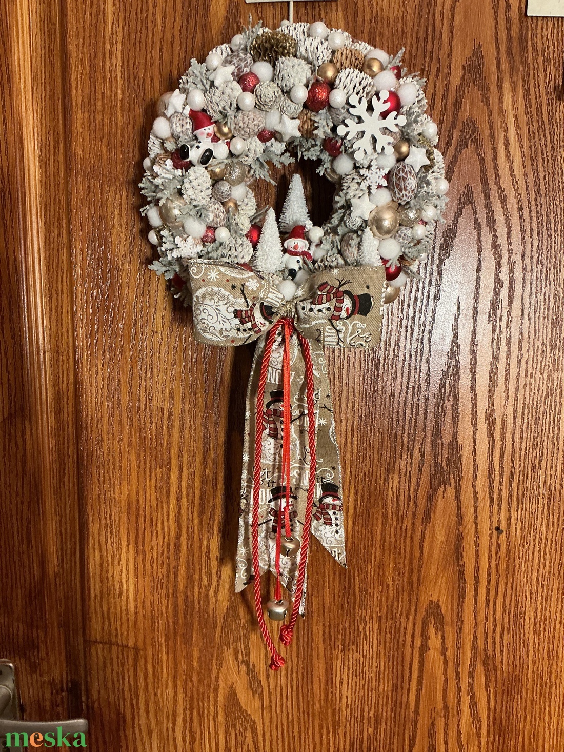 Let it snow-hóemberes ajtódísz - karácsony - karácsonyi lakásdekoráció - karácsonyi ajtódíszek - Meska.hu