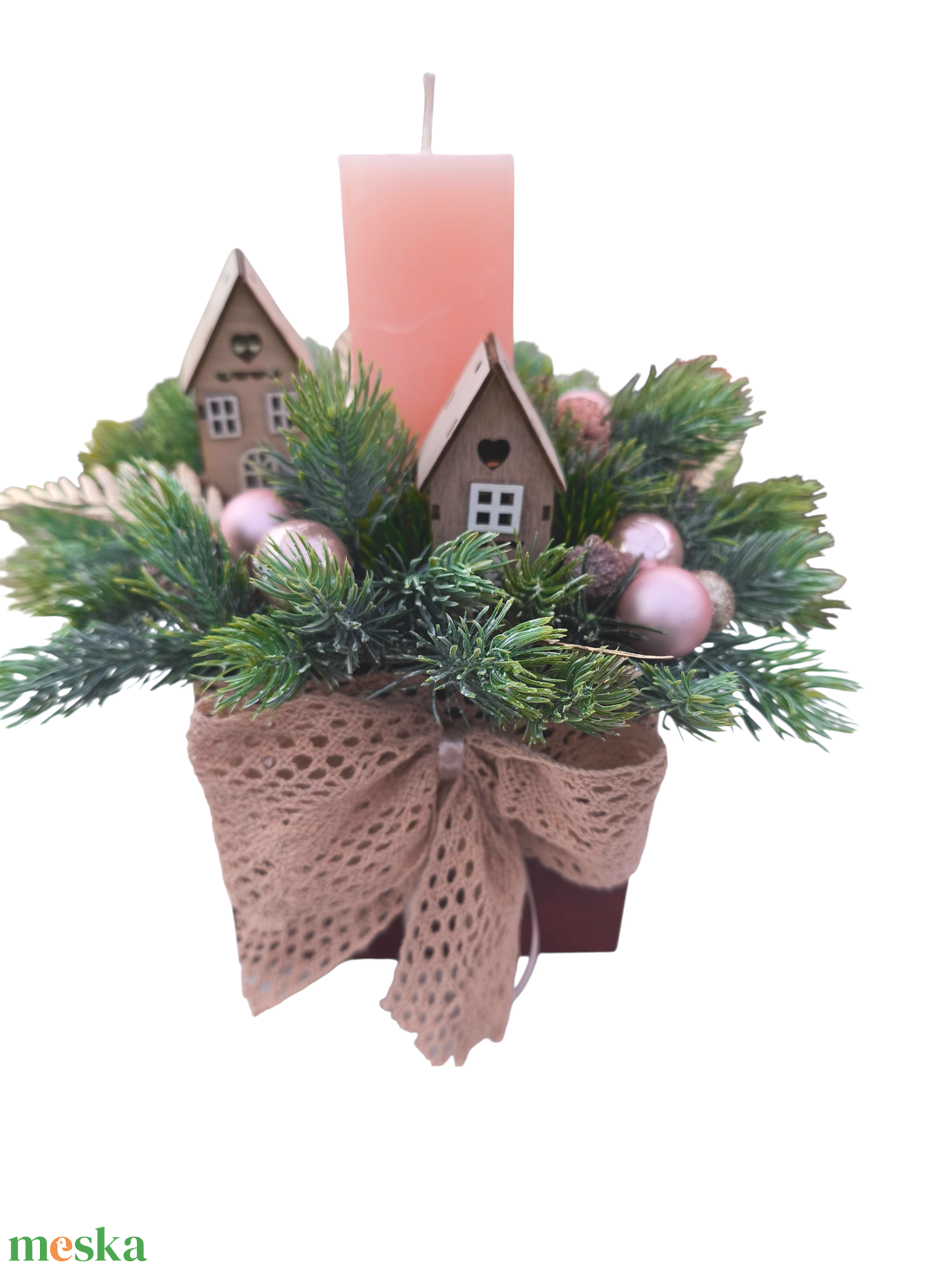 Adventi asztaldísz gyertyával - karácsony - adventi díszek - adventi asztaldísz - Meska.hu