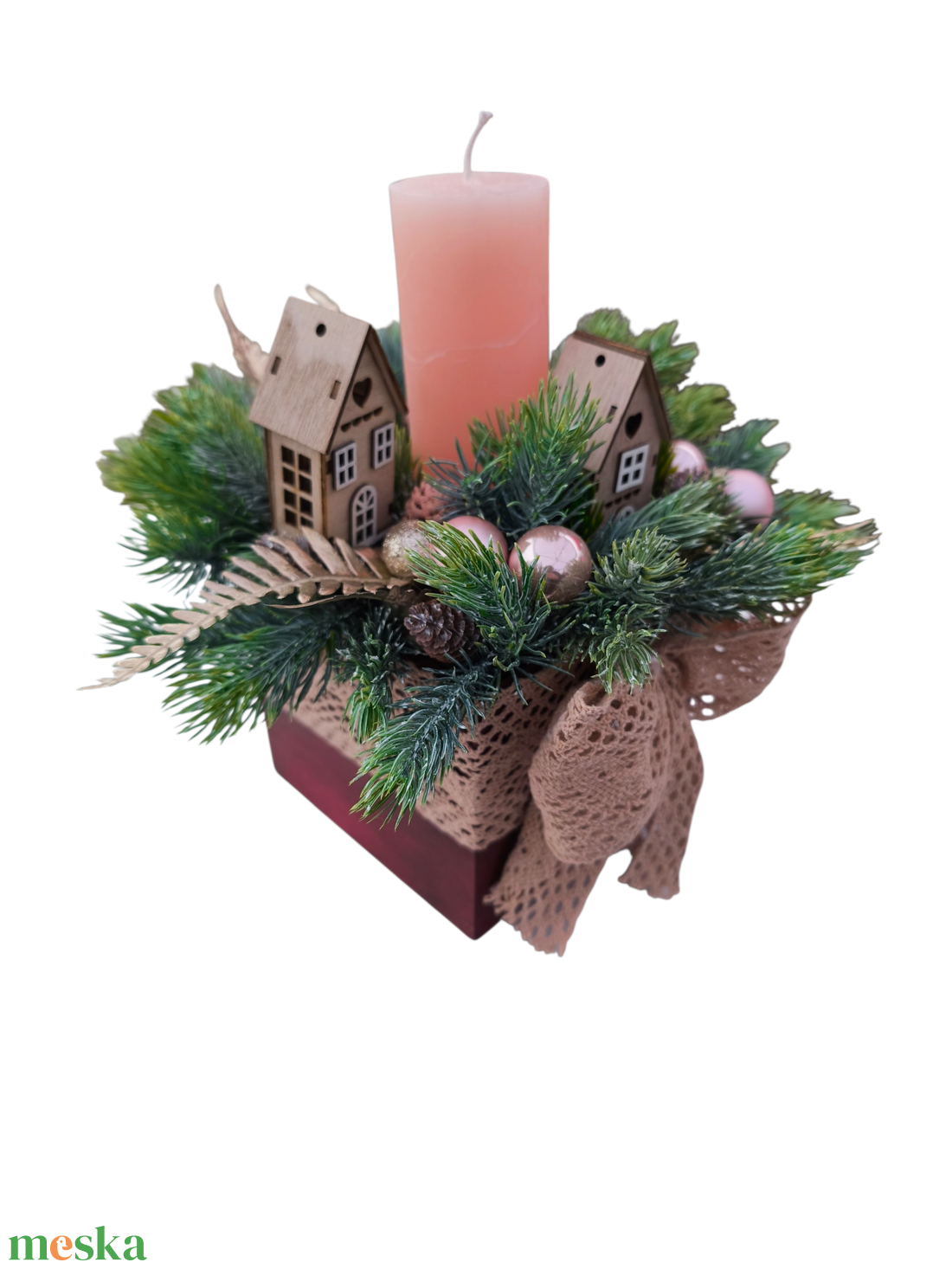 Adventi asztaldísz gyertyával - karácsony - adventi díszek - adventi asztaldísz - Meska.hu