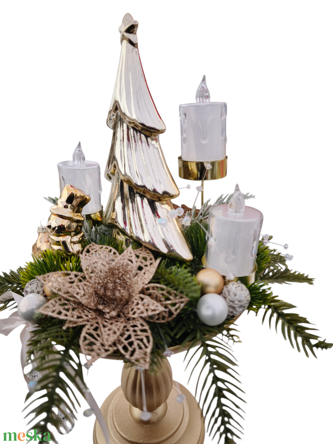 Arany talpas adventi asztaldísz - karácsony - adventi díszek - adventi gyertyadíszek és koszorúdíszek - Meska.hu