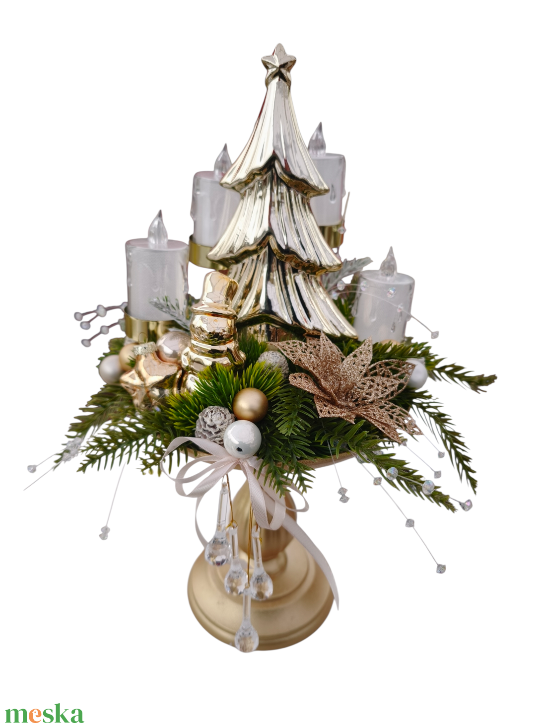 Arany talpas adventi asztaldísz - karácsony - adventi díszek - adventi gyertyadíszek és koszorúdíszek - Meska.hu