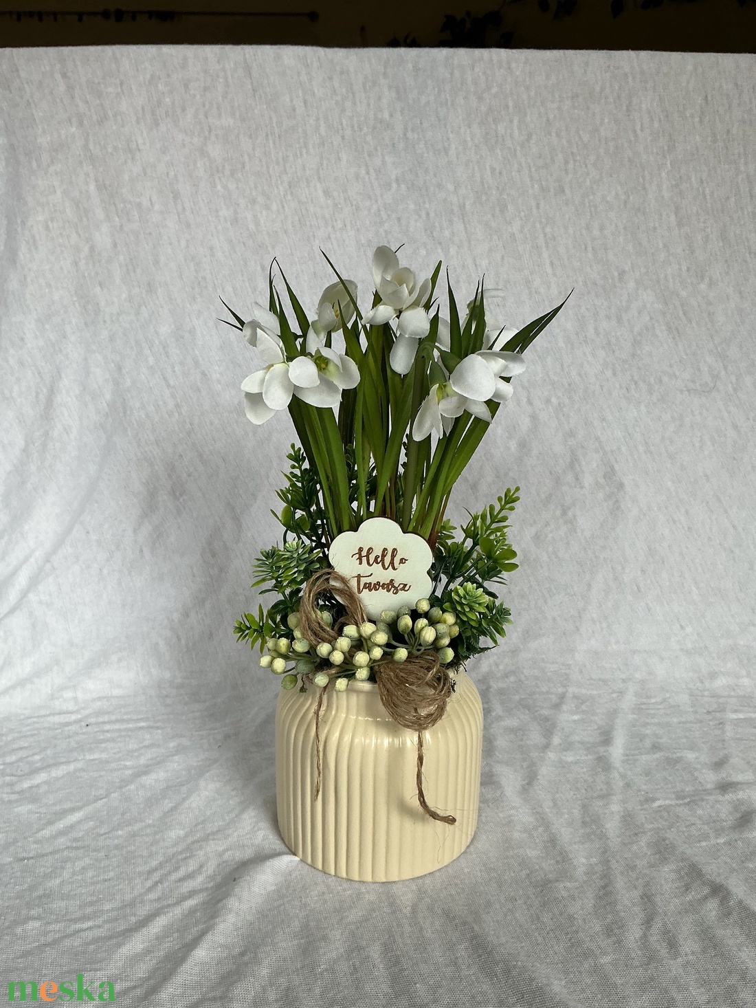 Tavaszváró hóvirágos asztaldísz - otthon & életmód - dekoráció - asztal és polc dekoráció - asztaldísz - Meska.hu