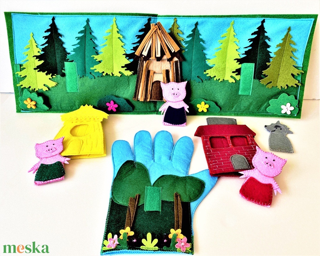 A három kismalac interaktív ujjbáb könyv  - játék & sport - bábok - báb készlet - Meska.hu