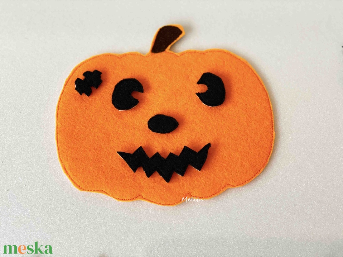 Vidám tökfej filcből  - otthon & életmód - dekoráció - halloween - halloweeni dekoráció - Meska.hu