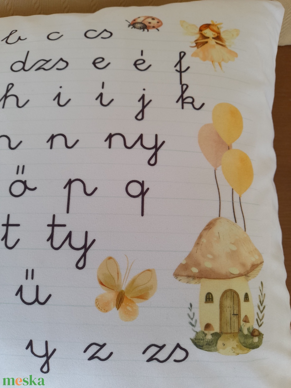 ABC mintás fejlesztő díszpárna tündéres - baba - mama - babaszoba dekoráció - gyerek díszpárna - Meska.hu
