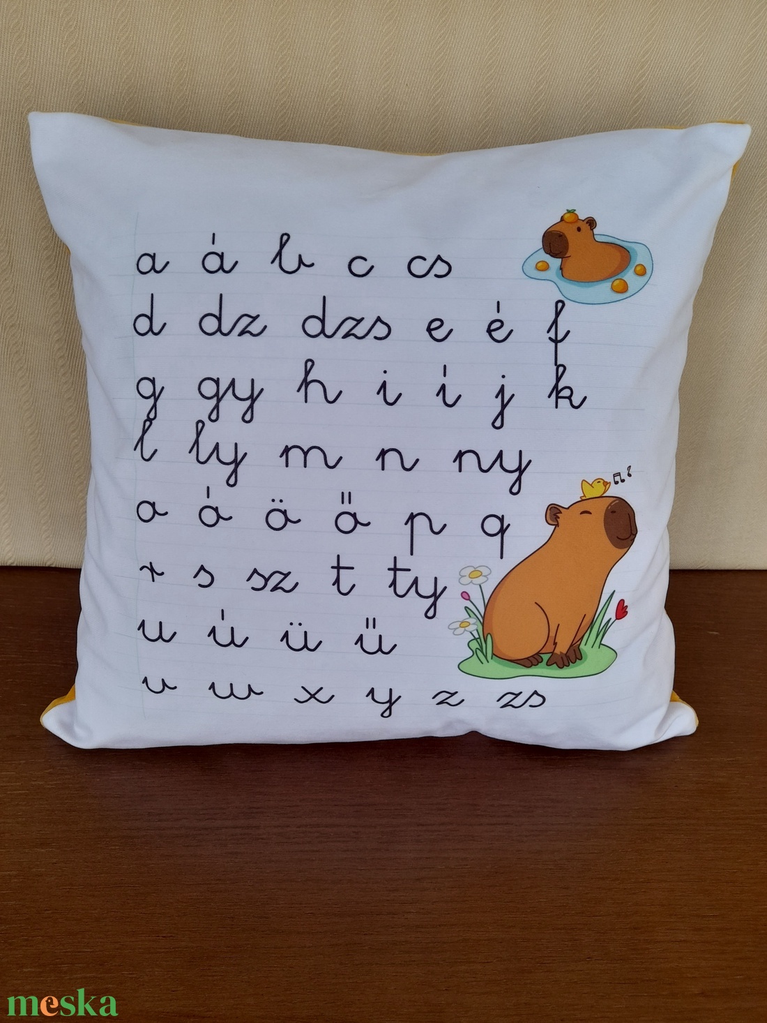 Kapibara ABC mintás fejlesztő díszpárna húzat - baba - mama - babaszoba dekoráció - gyerek díszpárna - Meska.hu