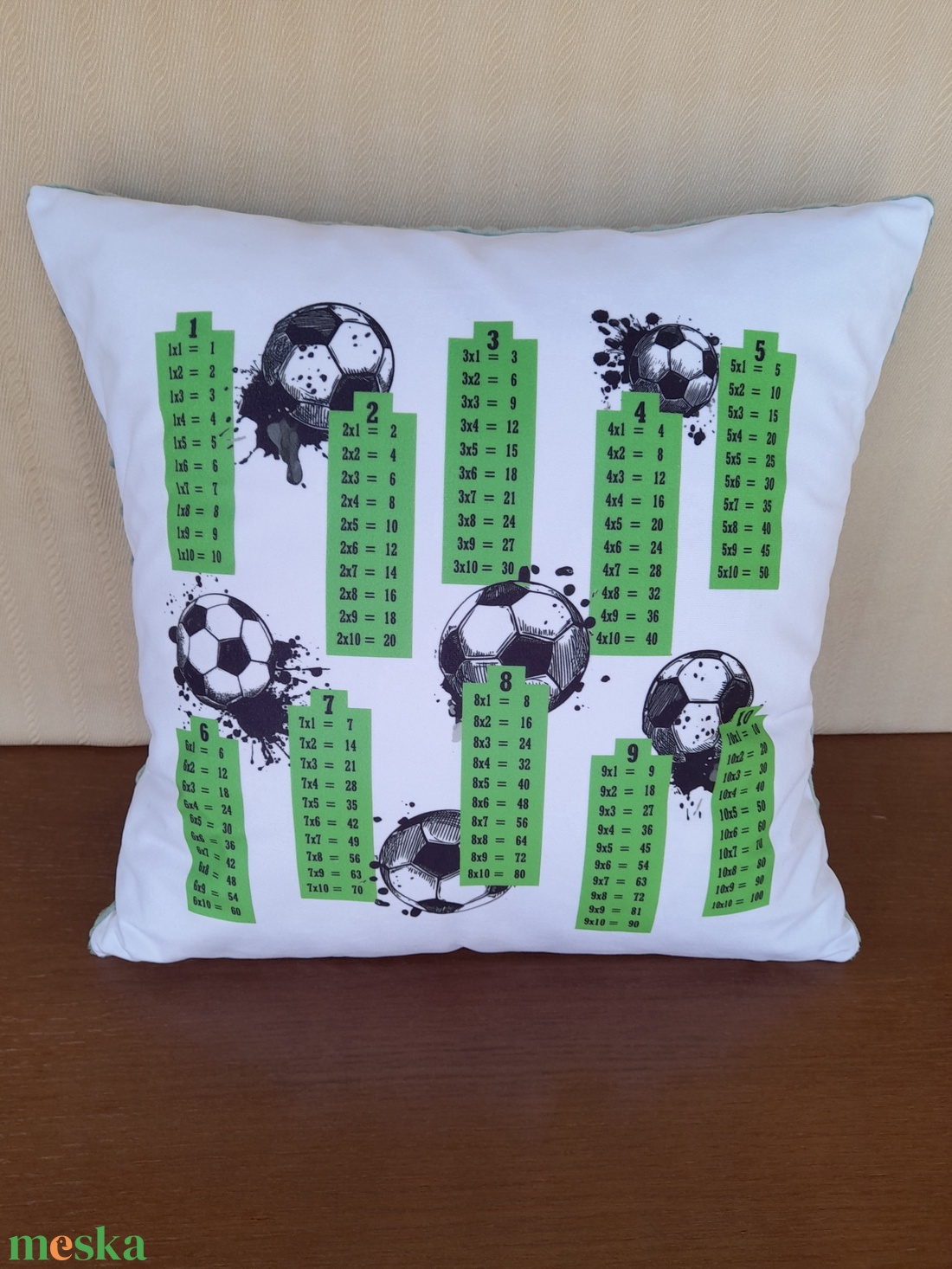 Szorzótáblás plüss díszpárna focis - baba - mama - babaszoba dekoráció - gyerek díszpárna - Meska.hu